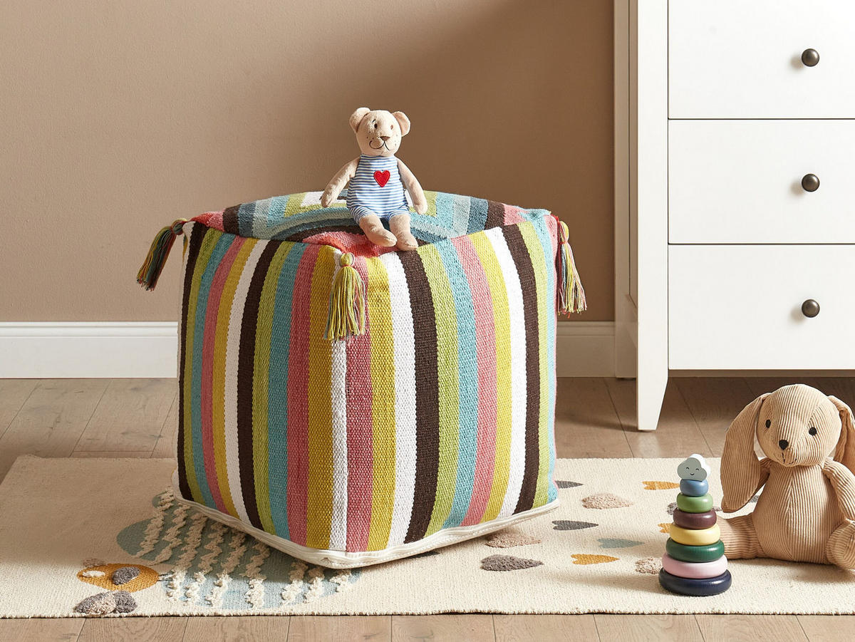 POUF Bunt Moneasa - Multicolor, Naturmaterialen (45/45/45cm) - Beliani