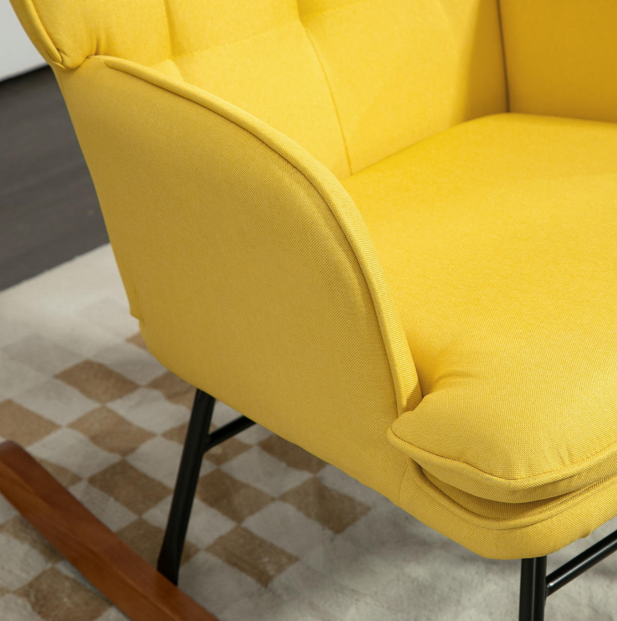 SCHAUKELSTUHL Set mit Hocker Polyesterbezug 64/89/90 cm Gelb - Gelb, Textil (89/90/64cm) - Redom