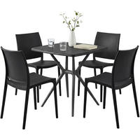 GARTENMÖBEL-SET Greta 4 Stühle 156x156x81cm Kunststoff Schwarz Balkonset - Schwarz, Kunststoff - DELUKE