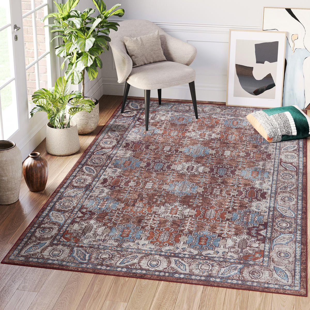 TEPPICH DUBAI rot vintage 90/150 cm - Rot, Textil (90/150cm) - Tapiso