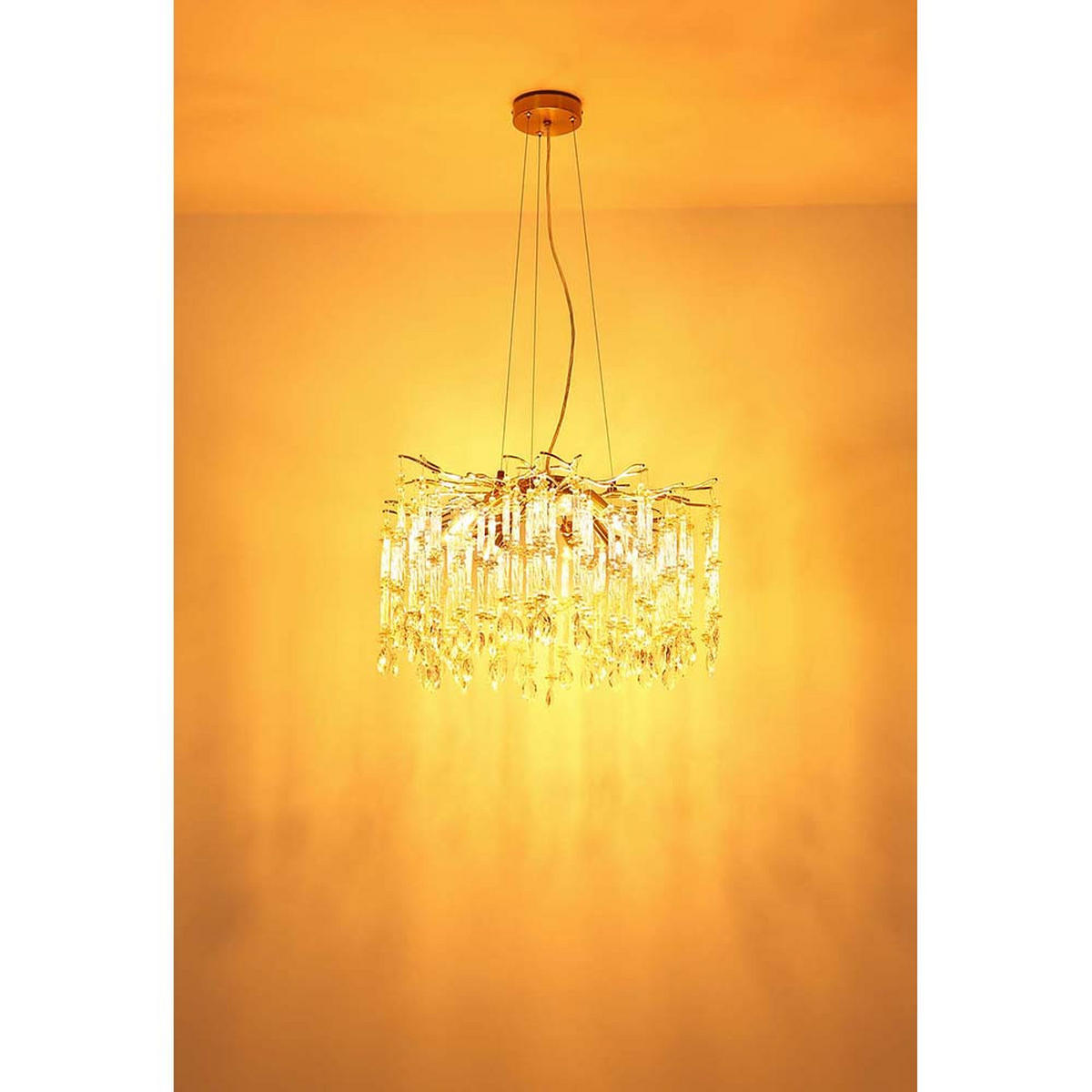 KRONLEUCHTER Metall goldfarben, Glaskristalle - Goldfarben, Glas (60/60/120cm) - Globo Lighting