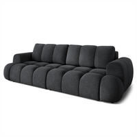 BETTSOFA DAFNE Schwarz Bucle-Stoff mit Schlaffunktion - Schwarz, Textil (300/88/113cm) - MASSENO