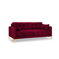 SOFA Mamaia aus Samt rot 2 Sitzplätze - Rot, Textil (92/75/152cm) - Micadoni