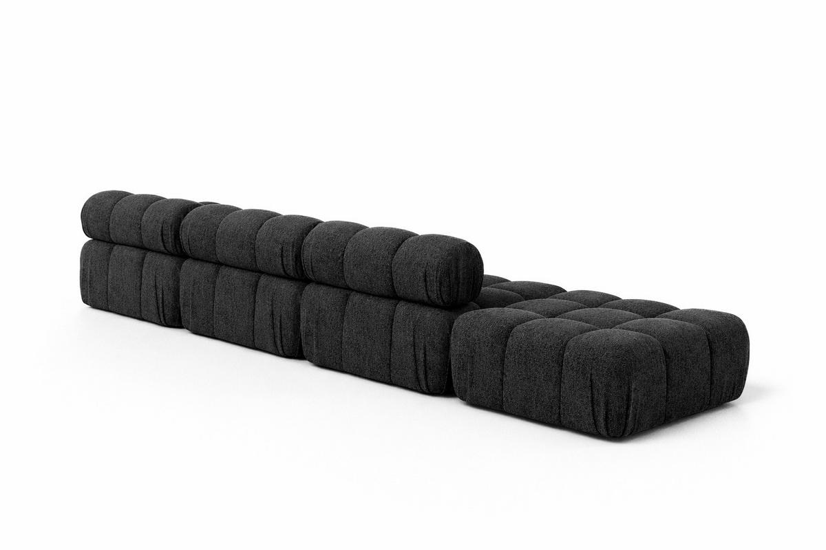 ECKSOFA L-Form XL, Stoff Bouclé Abriamo, Graphit, Rechts, Selia L XL - Graphitfarben, Holz (380/160cm) - Kaiser Möbel