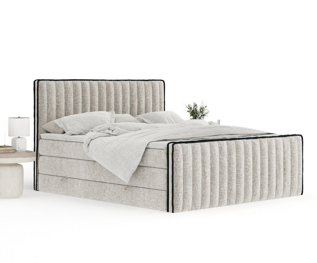 BOXSPRINGBETT Nocturne Beige 160/200 cm - Beige/Schwarz, Holz/Holzwerkstoff (160/200cm) - Maison de Reve