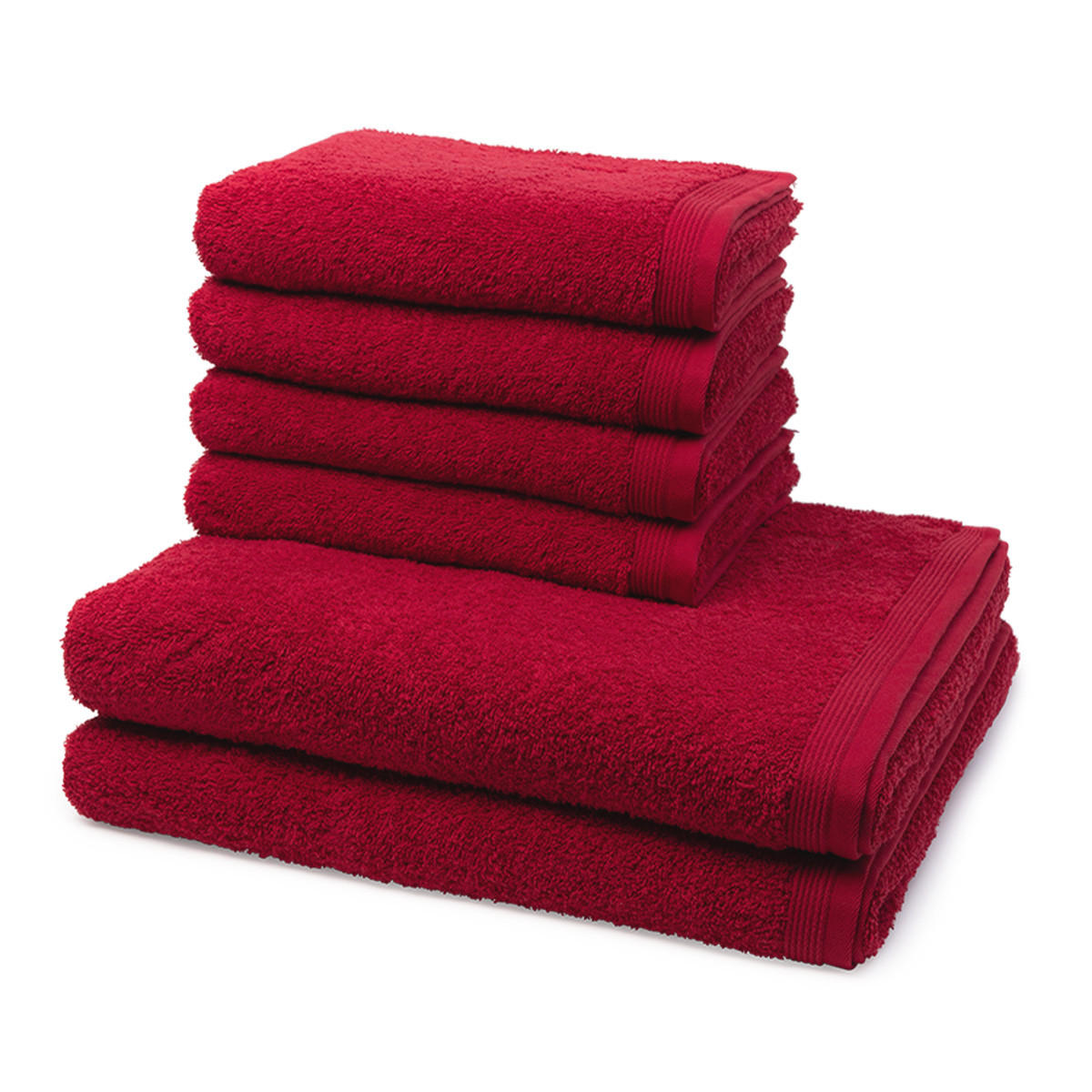 FROTTIERSET Superwuschel 6-teilig - Rot, Textil (50/100cm) - MÖVE