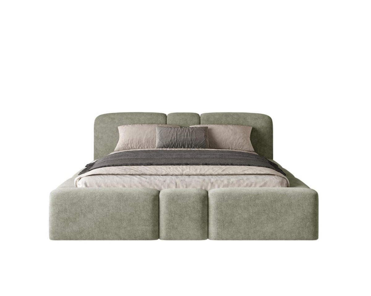 POLSTERBETT Monte160x200 cm- Bettkasten und Stauraum - Doppelbett mit Stabilem Metallrahmen - Olivgrün - Olivgrün, Holzwerkstoff (160/200cm) - Chilly
