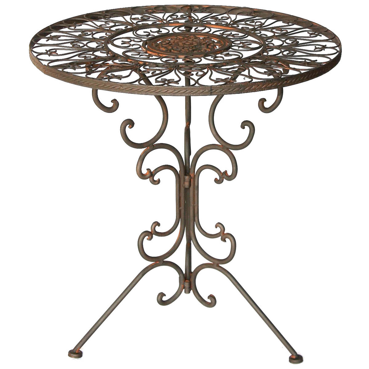 DANDIBO Tisch Bistrotisch Antik Rund Gartentisch Metall 1792 Eisentisch Balkontisch Vintage - Braun, Metall (70/70/75cm) - DanDiBo
