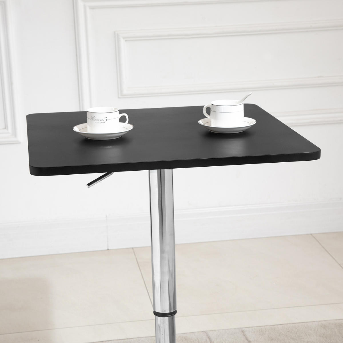 BARTISCH Höhenverstellbar Stehtisch mit Drehbar Tischplatte für Wohnzimmer - Schwarz, Holzwerkstoff (60/60/91cm) - HOMCOM