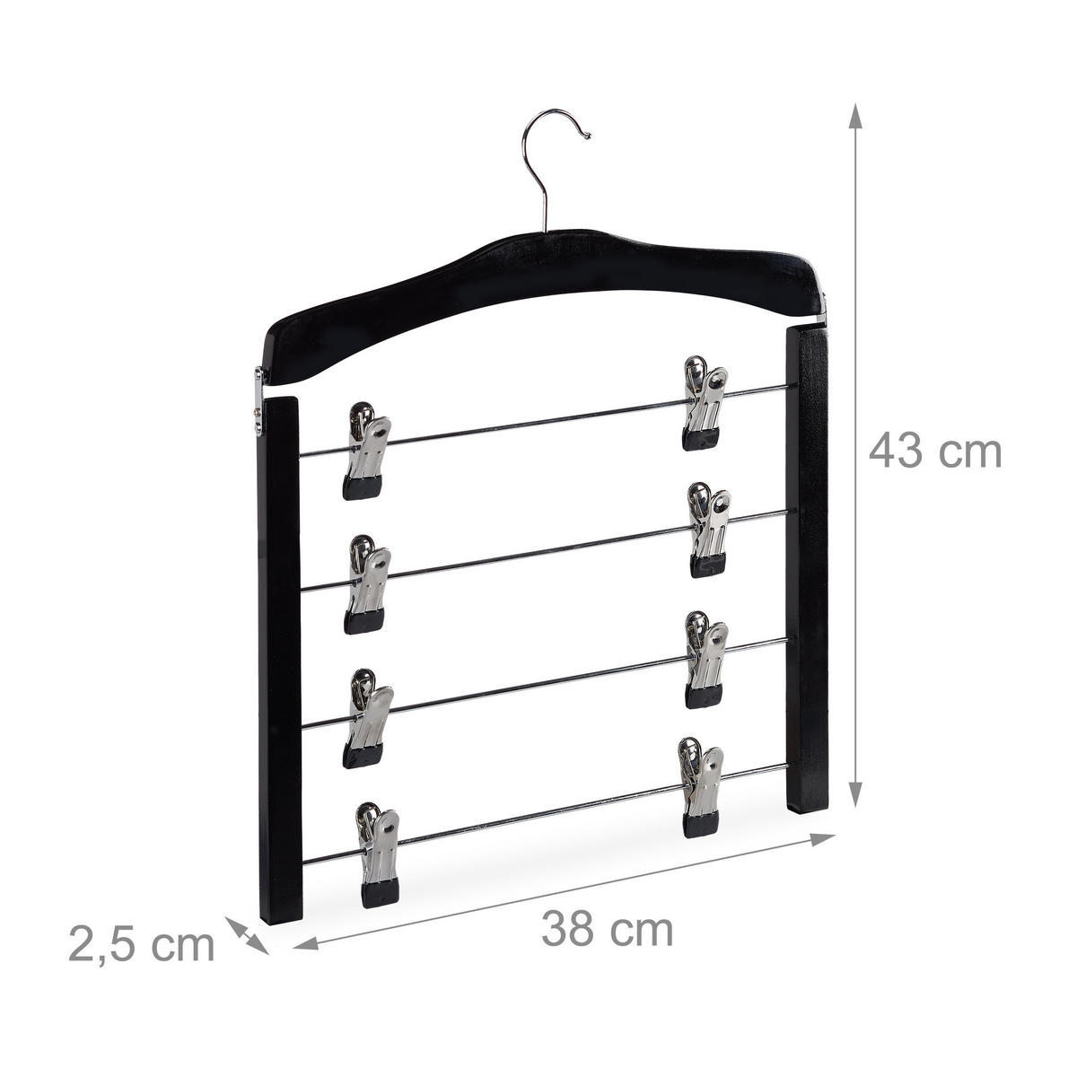 3XZÁVES na sukňu - čierna, kov/drevo (38/43/2.5cm) - Relaxdays