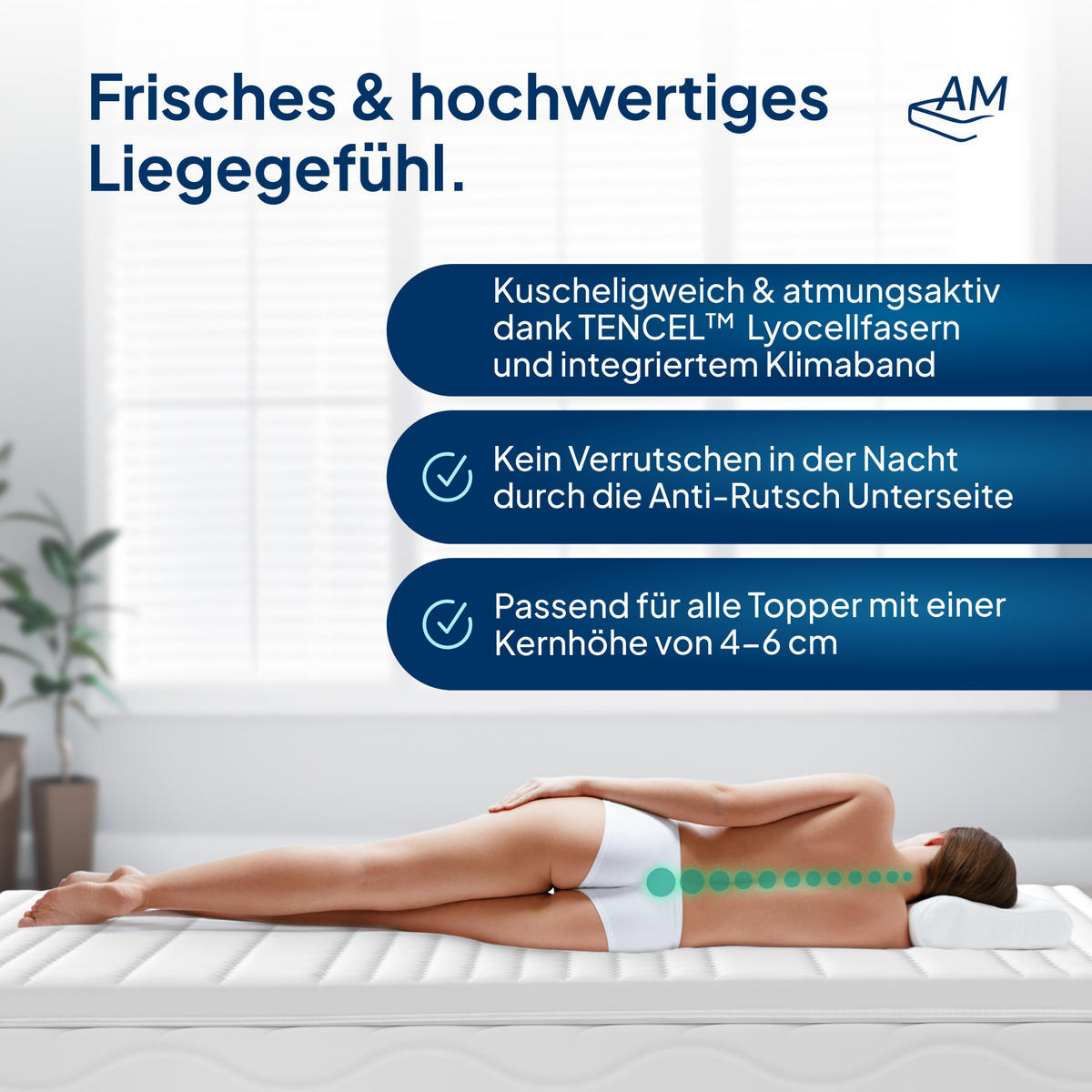 TOPPPERBEZUG Tencel 200/220cm für 4-6 cm Kernhöhe - Weiß, Textil (200/220cm) - AM Qualitätsmatratzen