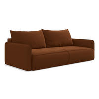 3-SITZER SOFA mit Schlaffunktion Samt Stoff Orange - Terracotta/Schwarz, Kunststoff/Textil (216/86/105cm) - LaMiaSofa