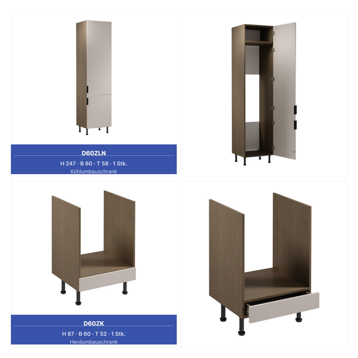 KÜCHENZEILE 360 cm - Sorento KS2-M360 - in Beige / Dunkle Eiche - Eichefarben/Beige, Holz (360/247/58cm)