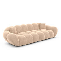 4-SITZER-SOFA Liva Beige Samtstoff - Beige, Textil (265/70/93cm) - VAROYAL