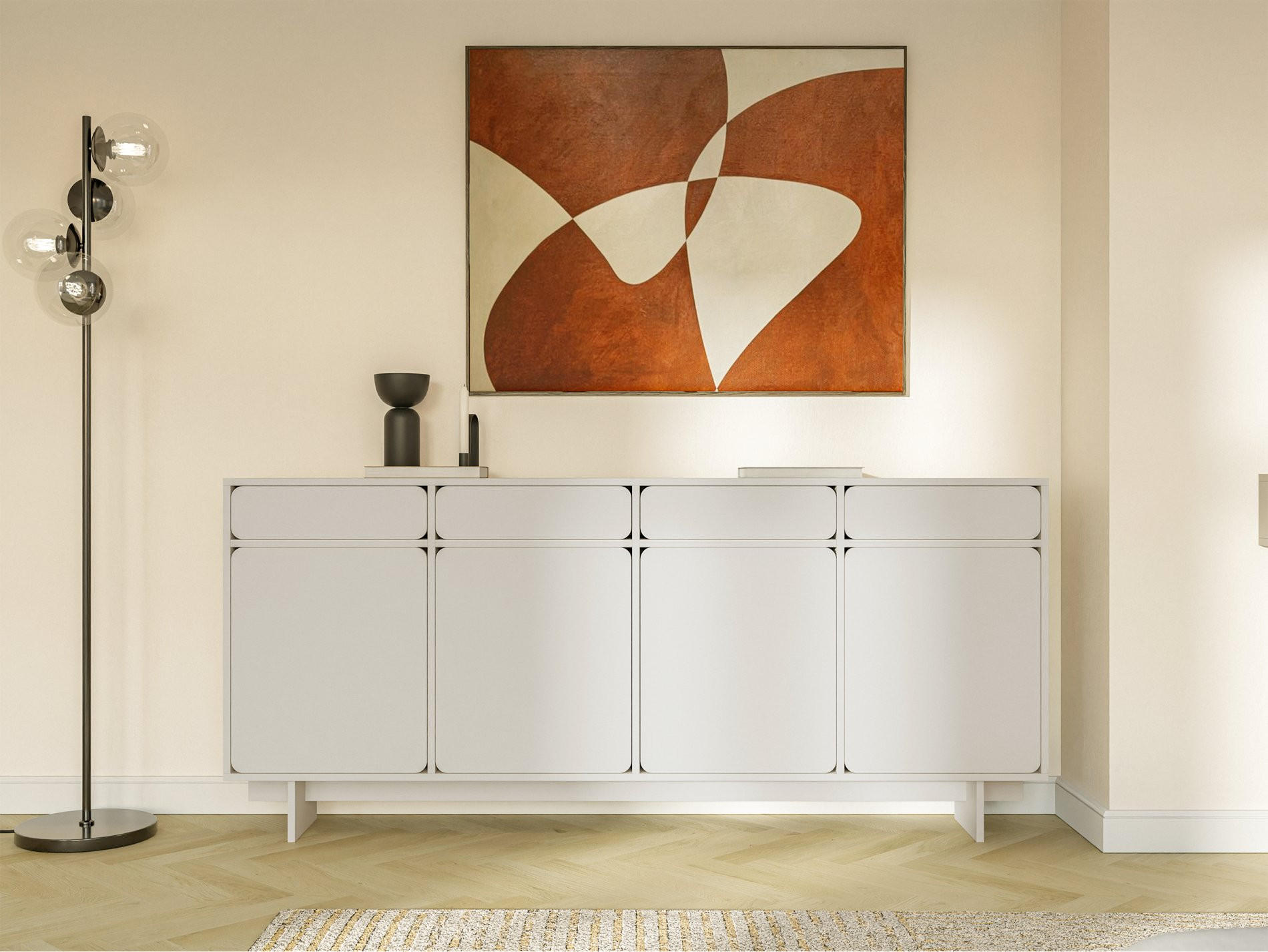Thumbnail - Selsey Sideboard, Taupe, Holzwerkstoff, 8 Fächer, 4 Schubladen, Rechteckig, 200x88x35 cm, Wohnzimmer, Kommoden & Sideboa...