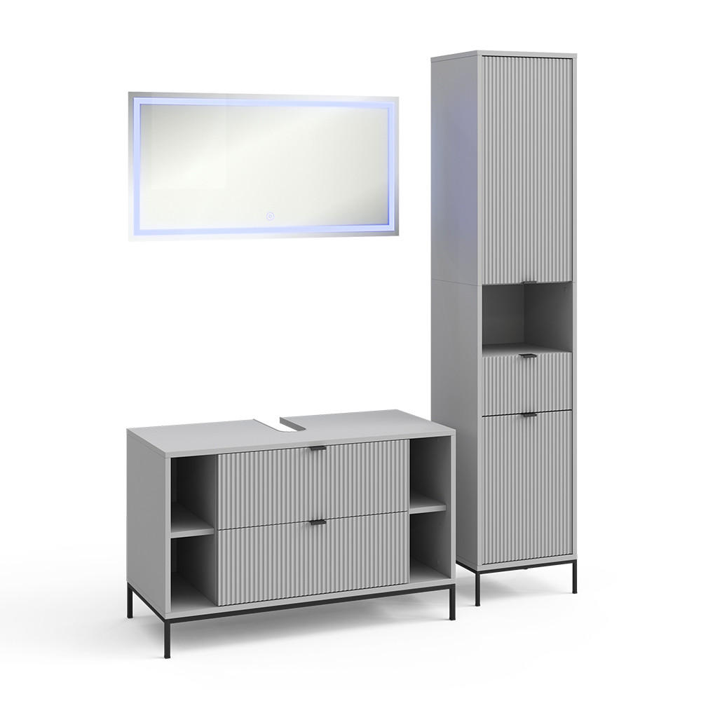 BADMÖBEL-SET Eliza Grau 3 Teile - Grau, Holzwerkstoff (100/63/45.1cm) - Vicco