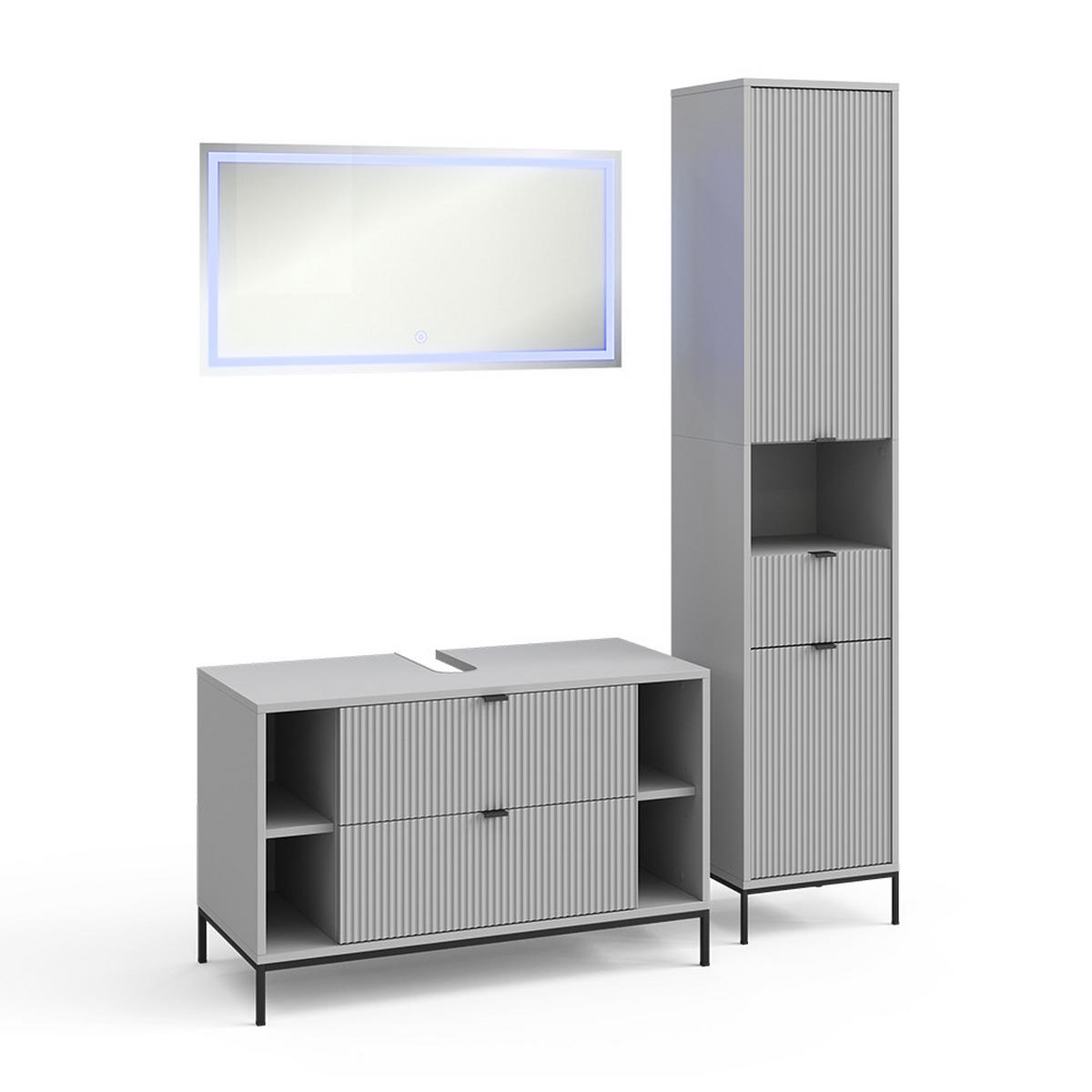 BADMÖBEL-SET Eliza Grau 3 Teile - Grau, Holzwerkstoff (100/63/45.1cm) - Vicco