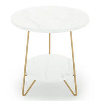 COUCHTISCH rund mit 2 Ebenen, Marmoroptik Weiß-Gold, Maße 48x48x55 cm - Weiß, Holzwerkstoff (48/48/55cm) - Blomus