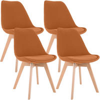 STUHL 4 Stoff Orange - Eukalyptusholzfarben/Orange, Holz/Textil (49/83/50cm) - CLP