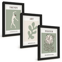 BILDER SET 3er Set - 20x30 cm Schwarzer Rahmen - Abstrakte Pflanzenfiguren - Schwarz, Kunststoff (20/30cm) - TULUP
