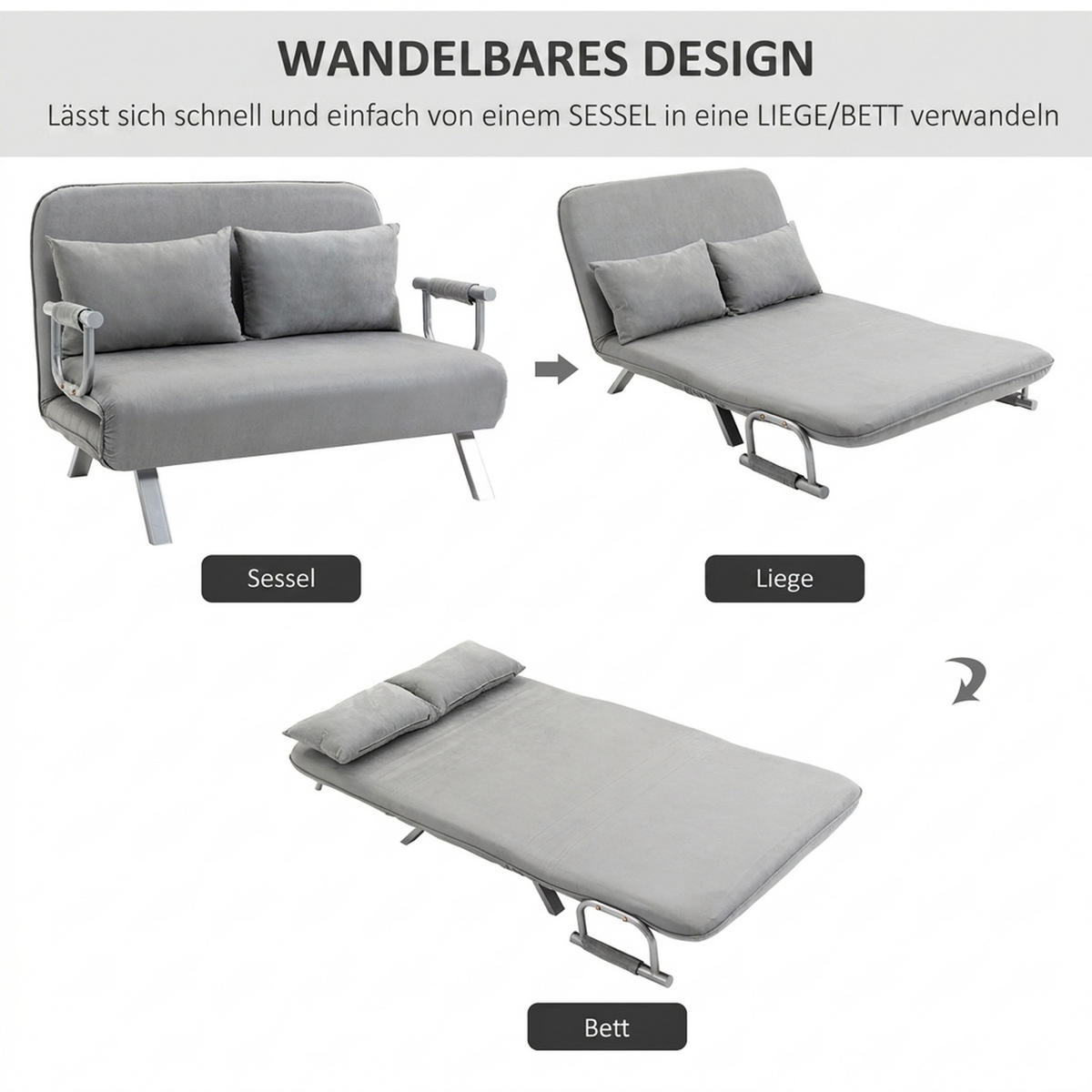 2-SITZER Sofa Hellgrau 111.0/80.0/78.0 cm - Hellgrau, Textil (80/78/111cm)