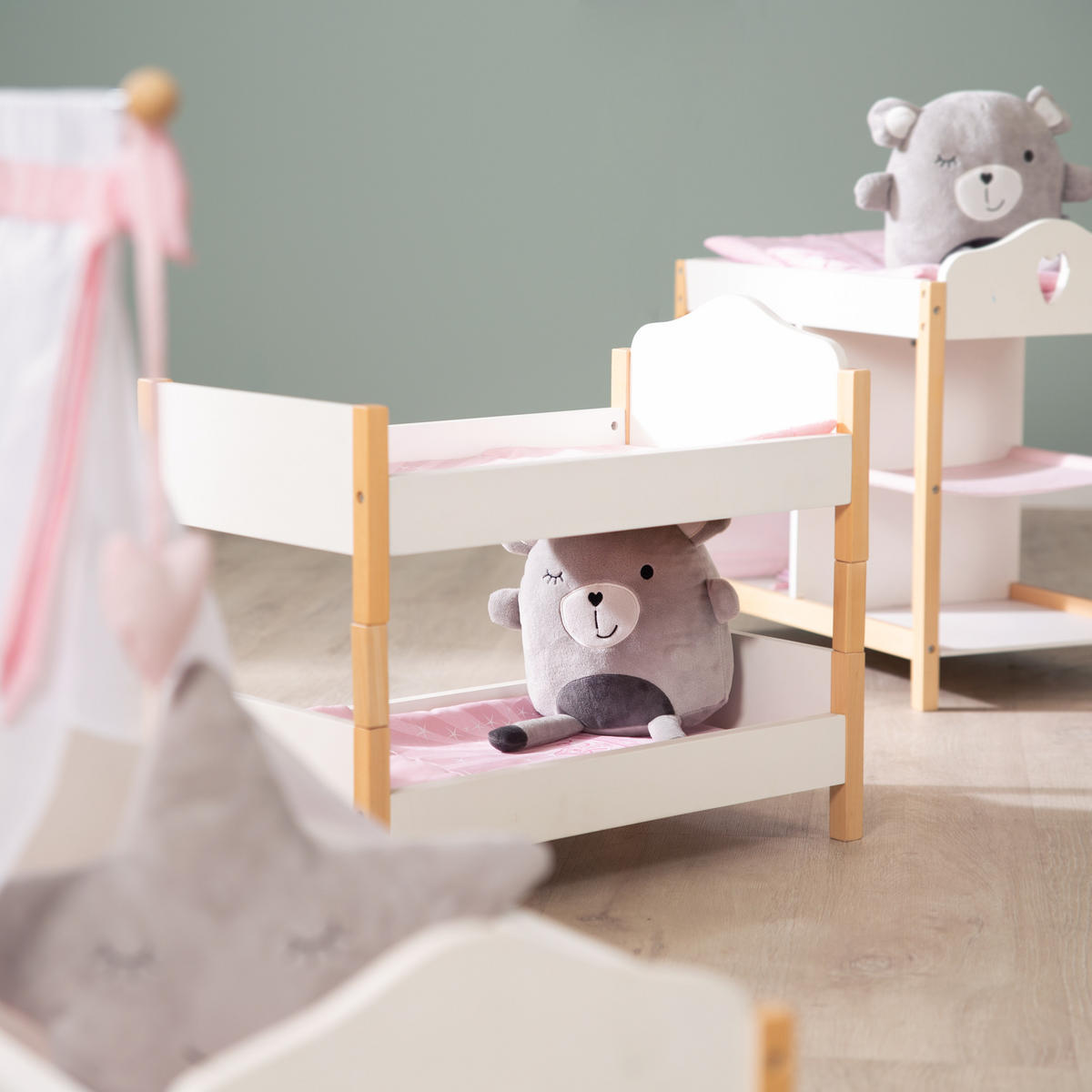 PUPPENETAGENBETT Scarlett - Weiß, Holzwerkstoff (30/45/52cm) - Roba