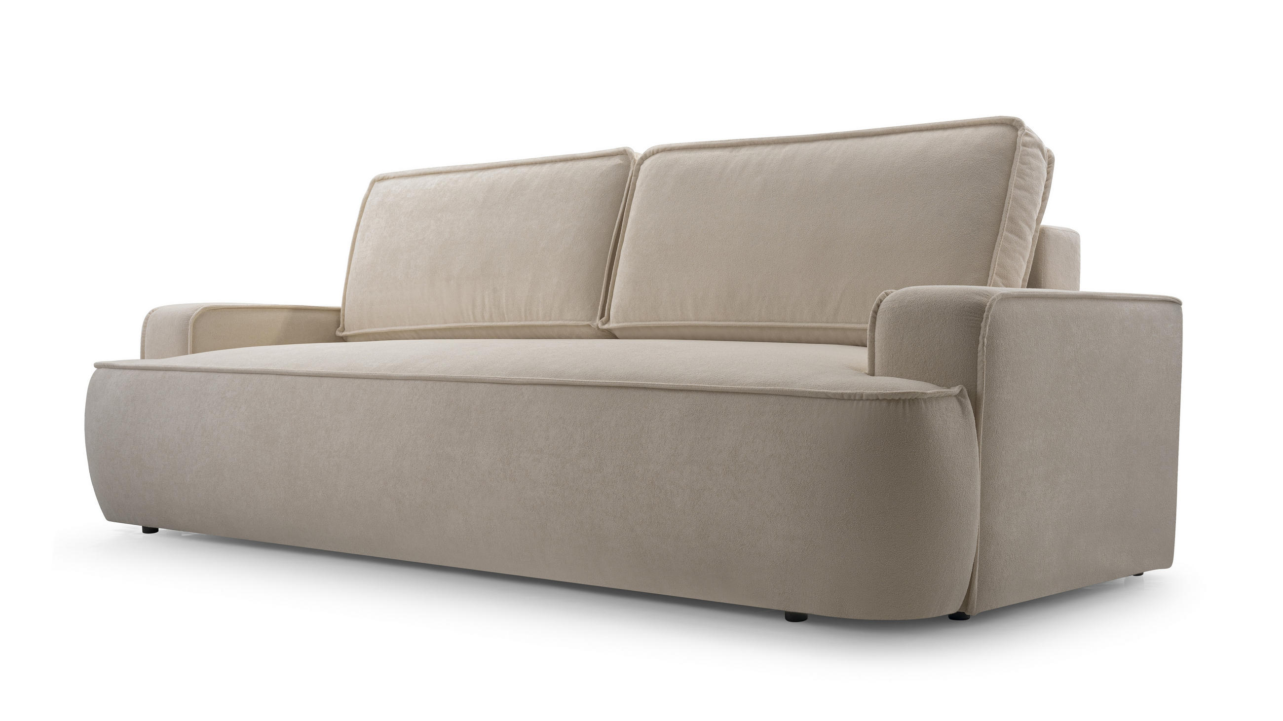 BETTSOFA SOLO Beige Bucle-Stoff mit Schlaffunktion - Beige, Textil (110/94/248cm) - MASSENO