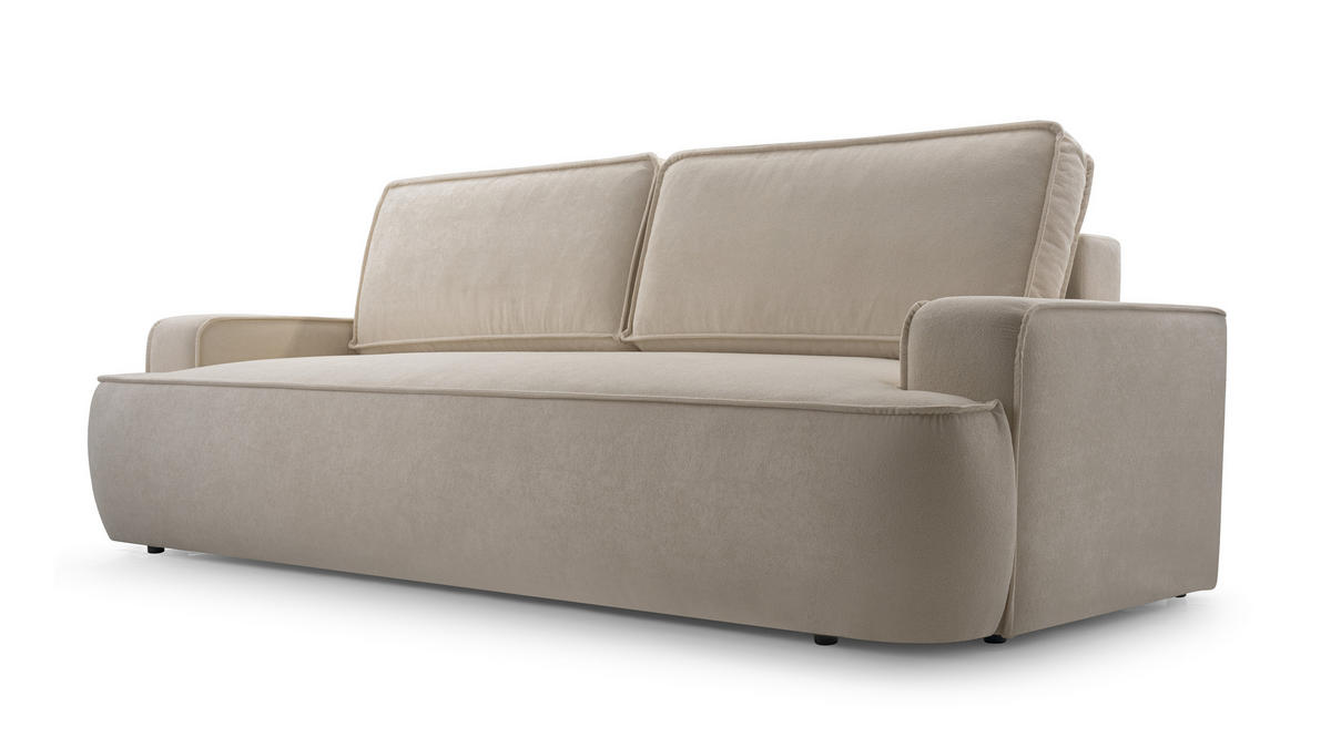 BETTSOFA SOLO Beige Bucle-Stoff mit Schlaffunktion - Beige, Textil (110/94/248cm) - MASSENO