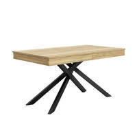 ESSTISCH aus MDF 180x80x76 cm Eichefarben ausziehbar mit 93 mm starker Tischplatte und Kreuzgestell - Eichefarben, Holzwerkstoff (180/80/76cm) - Modfu