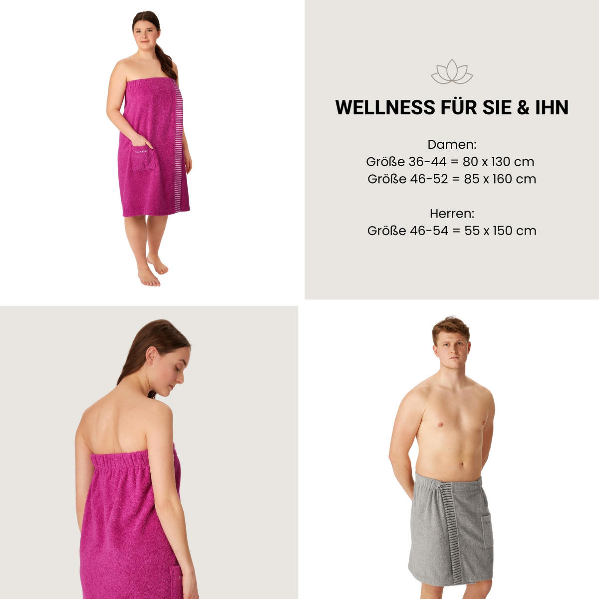 SAUNAKILT Rom Damen - 36-42 - Fuchsia - Violett, Textil (80/130cm) - SCHIESSER