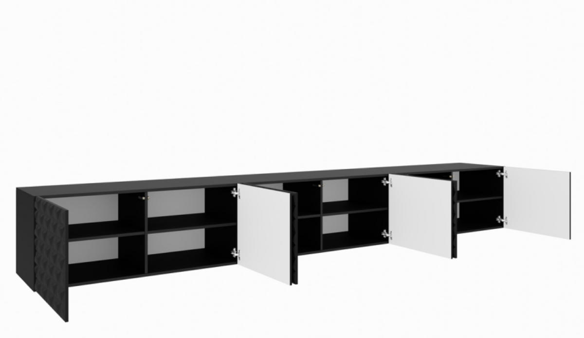TV-SCHRANK Schwarz ALI Geschlossen Mit Dekorativen Fronten 300 cm - Schwarz, Holzwerkstoff (300/41/40cm) - Sepro Meble