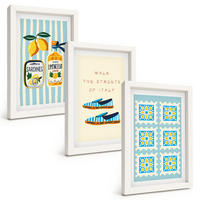 BILDER SET 3er Set - 20x30 cm Weißer Rahmen - Früchte, Elemente der italienischen Kultur - Weiß, Kunststoff (20/30cm) - TULUP
