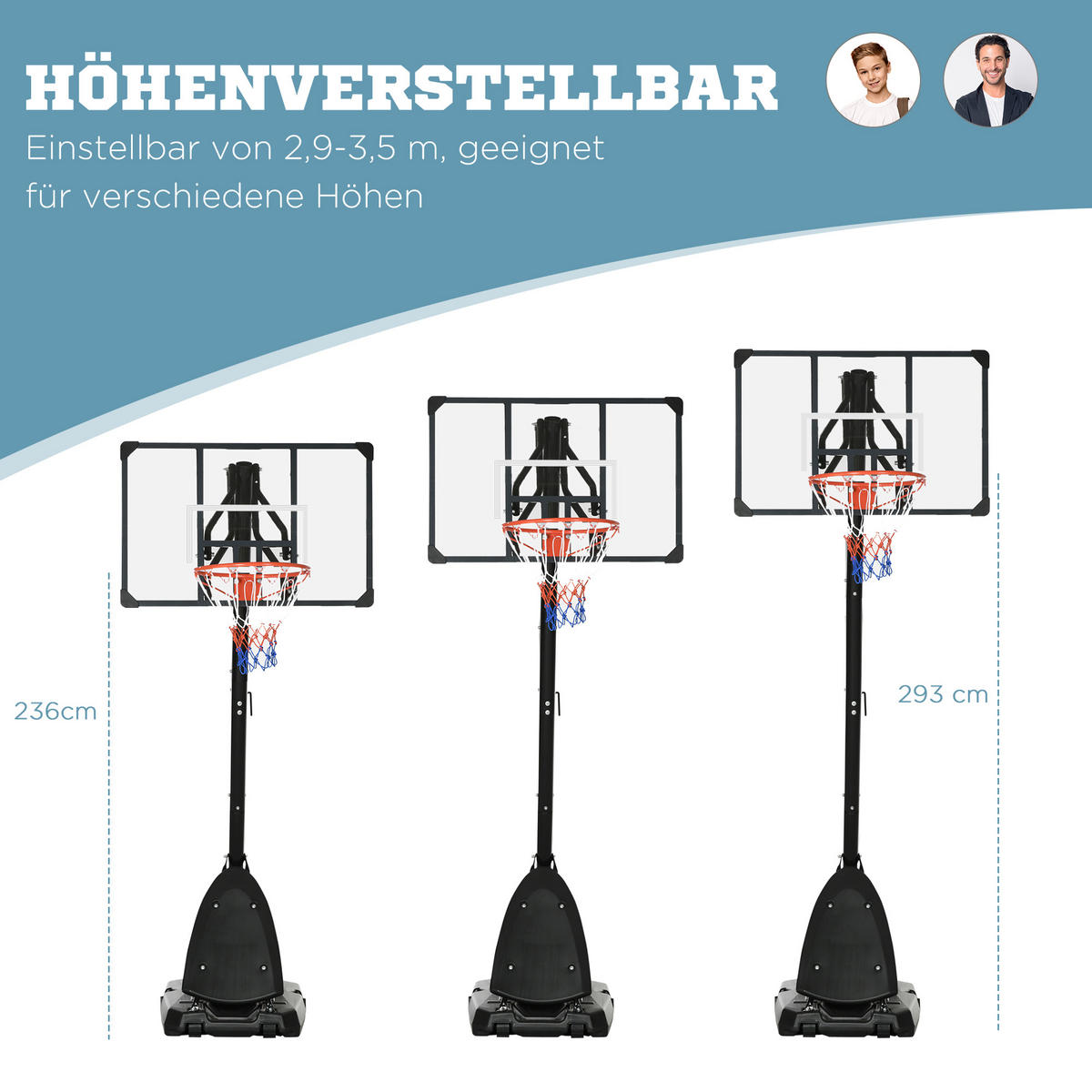 BASKETBALLKORB - Schwarz, Metall (70.5/111cm) - SPORTNOW