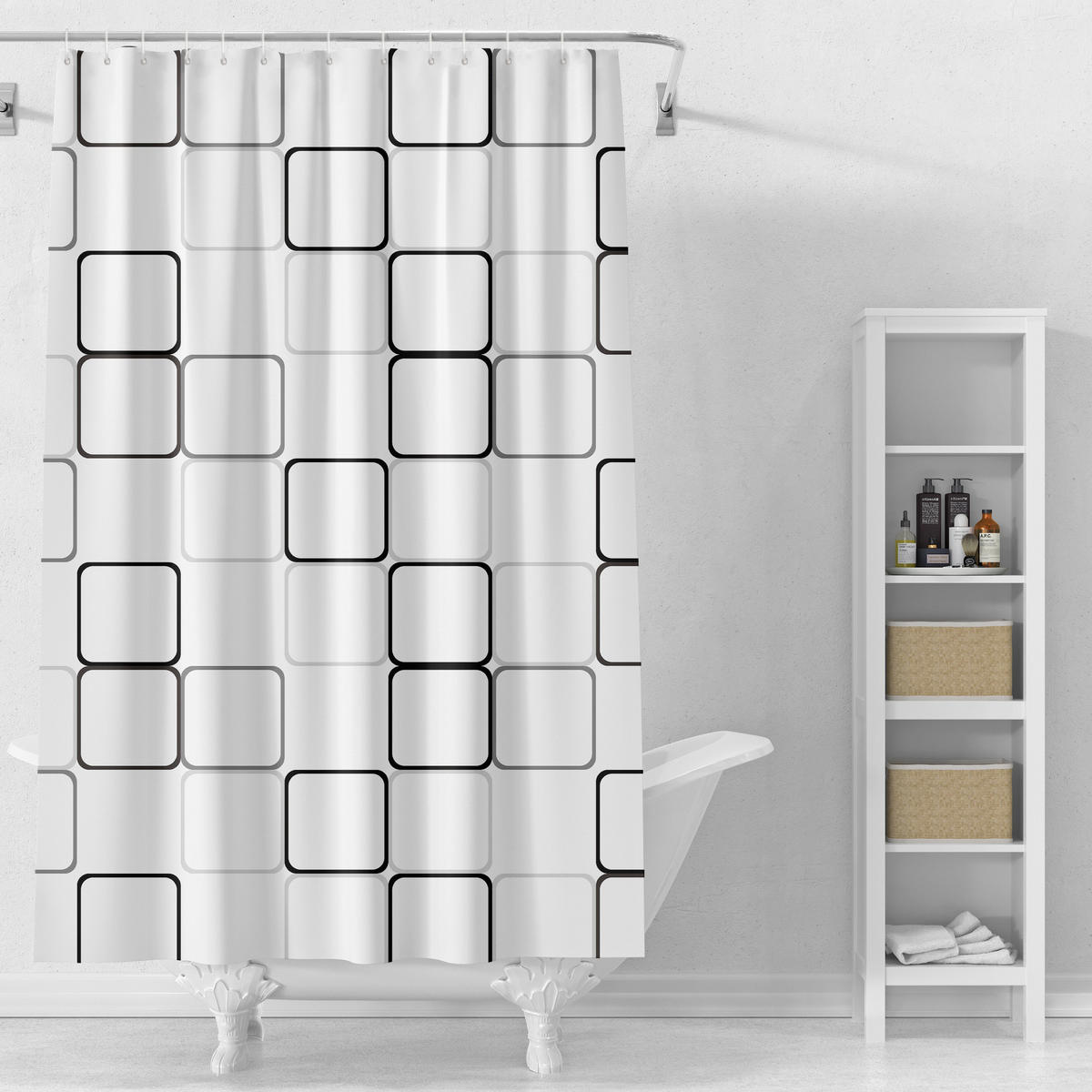 DUSCHVORHANG Weiß PEVA transluzent schnell trocknend wasserdicht maschinenwaschbar mit Haken Badezimmer - Weiß, Kunststoff (180/200cm) - MCBOSON