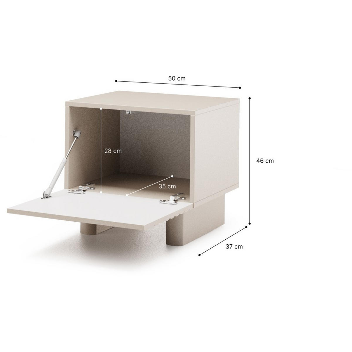 NACHTTISCH Torino mit 1 Tür, 50 cm, Kaschmir - Kaschmir, Holzwerkstoff (50/46/37cm) - Beautysofa