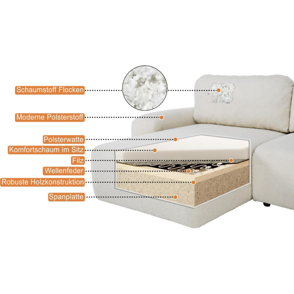 Thumbnail - Beautysofa Wohnlandschaft, Dunkelgrau, Holzwerkstoff, U-Form, 375x93x163 cm, Wohnzimmer, Sofas & Couches, Wohnlandschaft...