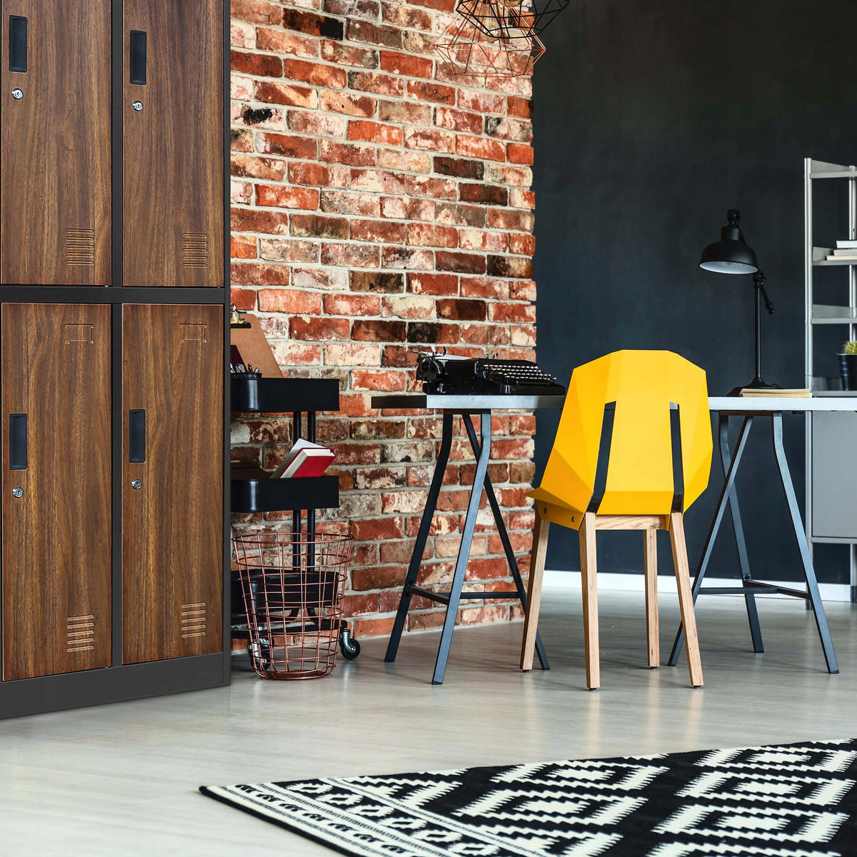 SCHLIESSFACHSCHRANK IGOR - Anthrazit/Braun, Metall (90/185/45cm) - Jan Nowak