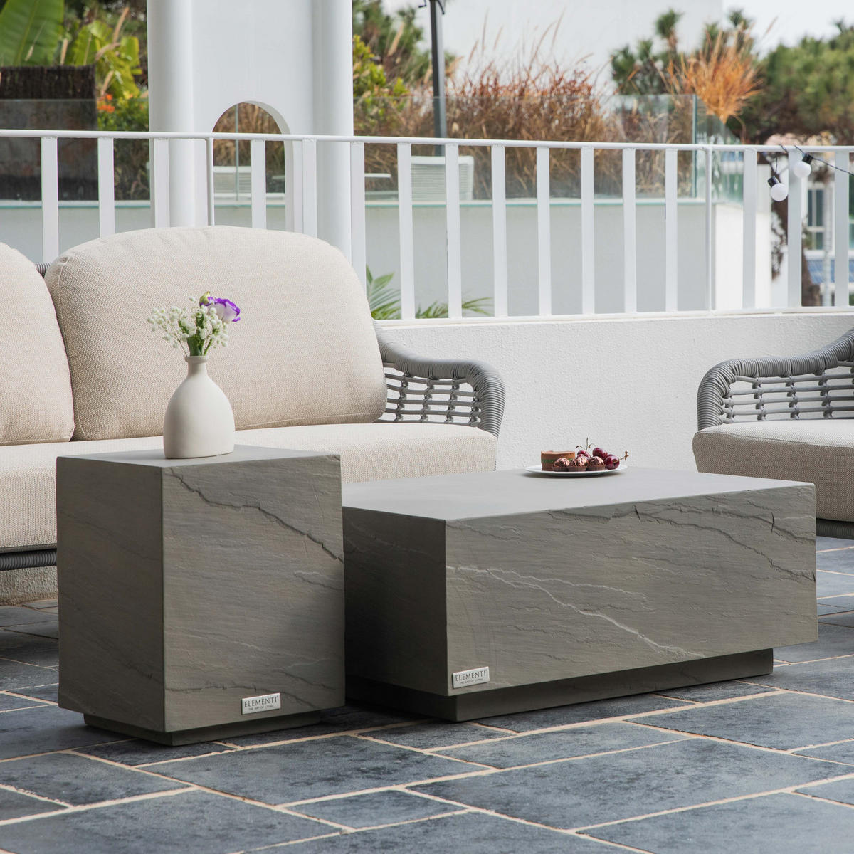 COUCHTISCH COLORADO aus GF-Beton Rechteck, Wetterbeständig, 86x66x36 cm - Grau, Naturmaterialien (86/66/36cm) - Elementi
