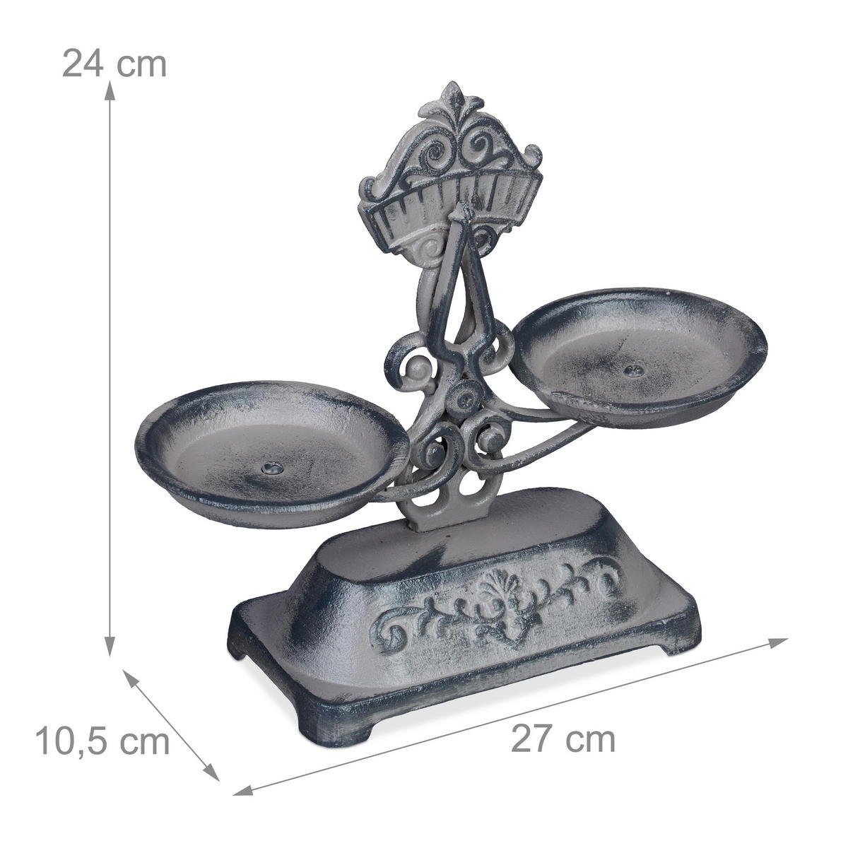 DEKORATÍVNA váha - sivá, kov (24cm) - Relaxdays