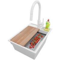 GRANITSPÜLE Oslo Pocket, 2-er set Weiß 38/53 cm 1 Becken + Küchenarmatur 40/20 cm + Ablauf-Set + Küchenzubehörset ab 40er Unterschrank - Chromfarben/Beige, Kunststoff (38/20/53cm) - Primagran