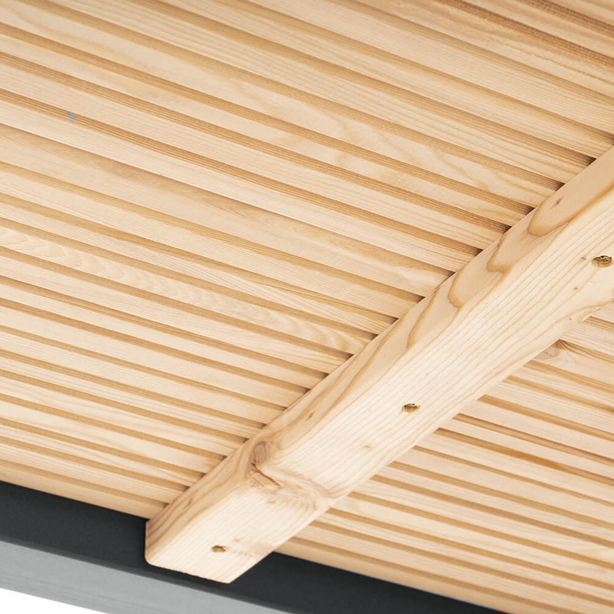 SITZGARNITUR KOBON - Farbe: Anthrazit, Ausführung: 2 x Bank + 1 x Tisch - Anthrazit/Braun, Holz/Metall - Home Deluxe