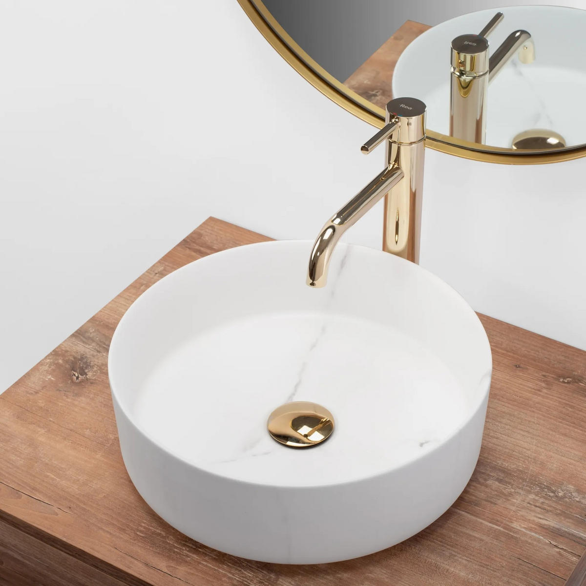 AUFSATZWASCHBECKEN Rea Sami Marble Mat - Weiß, Keramik (36/11.5/36cm) - REA