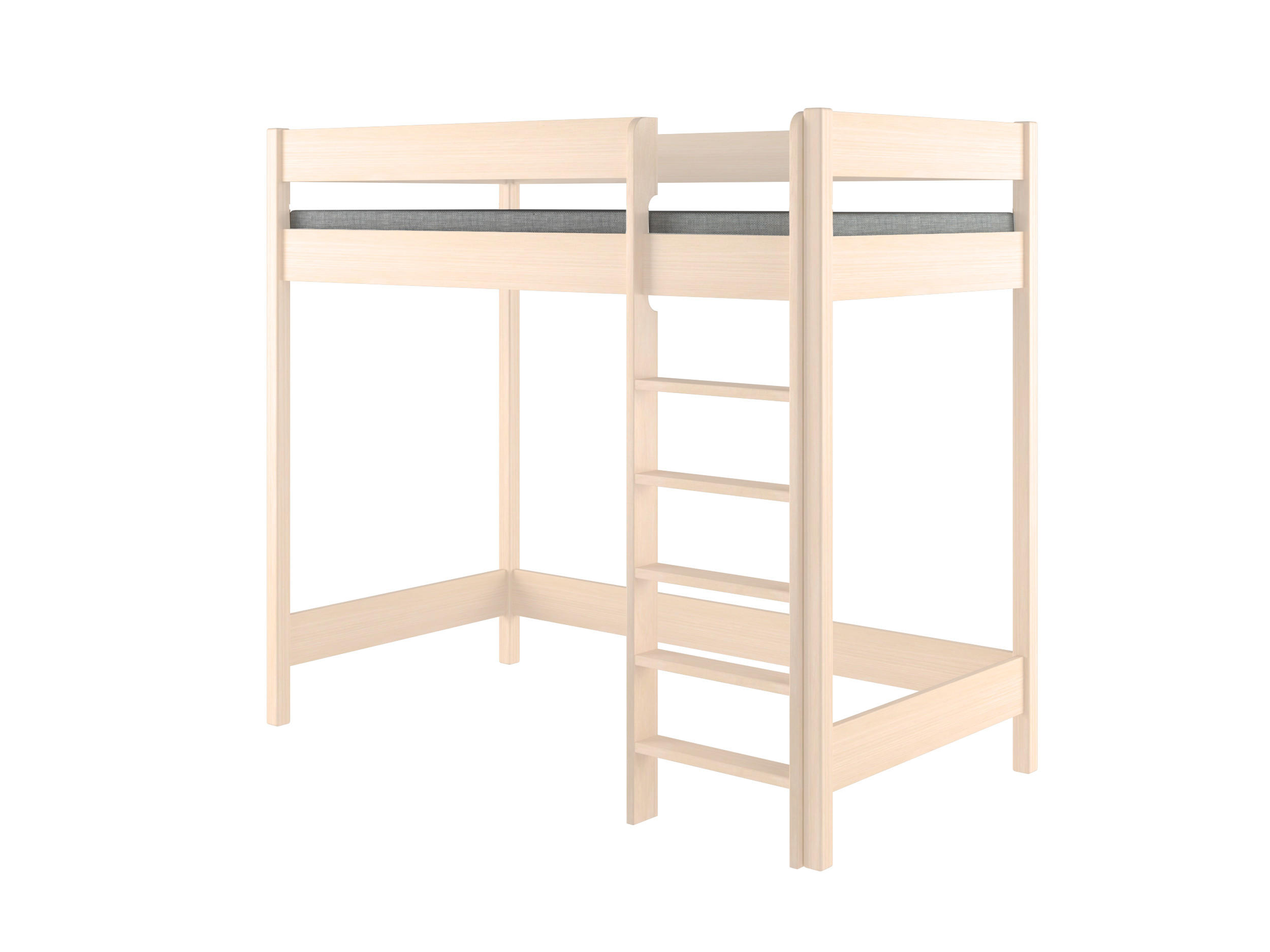 HOCHBETT Hugo 180x80 naturweiß mit Matratze - Naturfarben, Holzwerkstoff (80/180cm) - LUKDOM