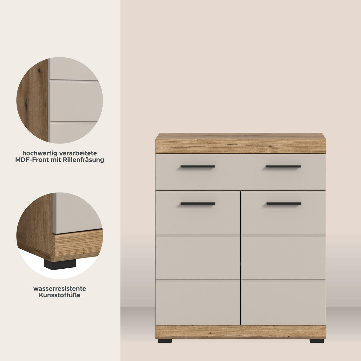STANDSCHRANK SCOUT (B/H/T: ca. 74/88/31 cm) in Evoak Oak Nachbildung/- - Eichefarben, Holz (74/88/31cm)