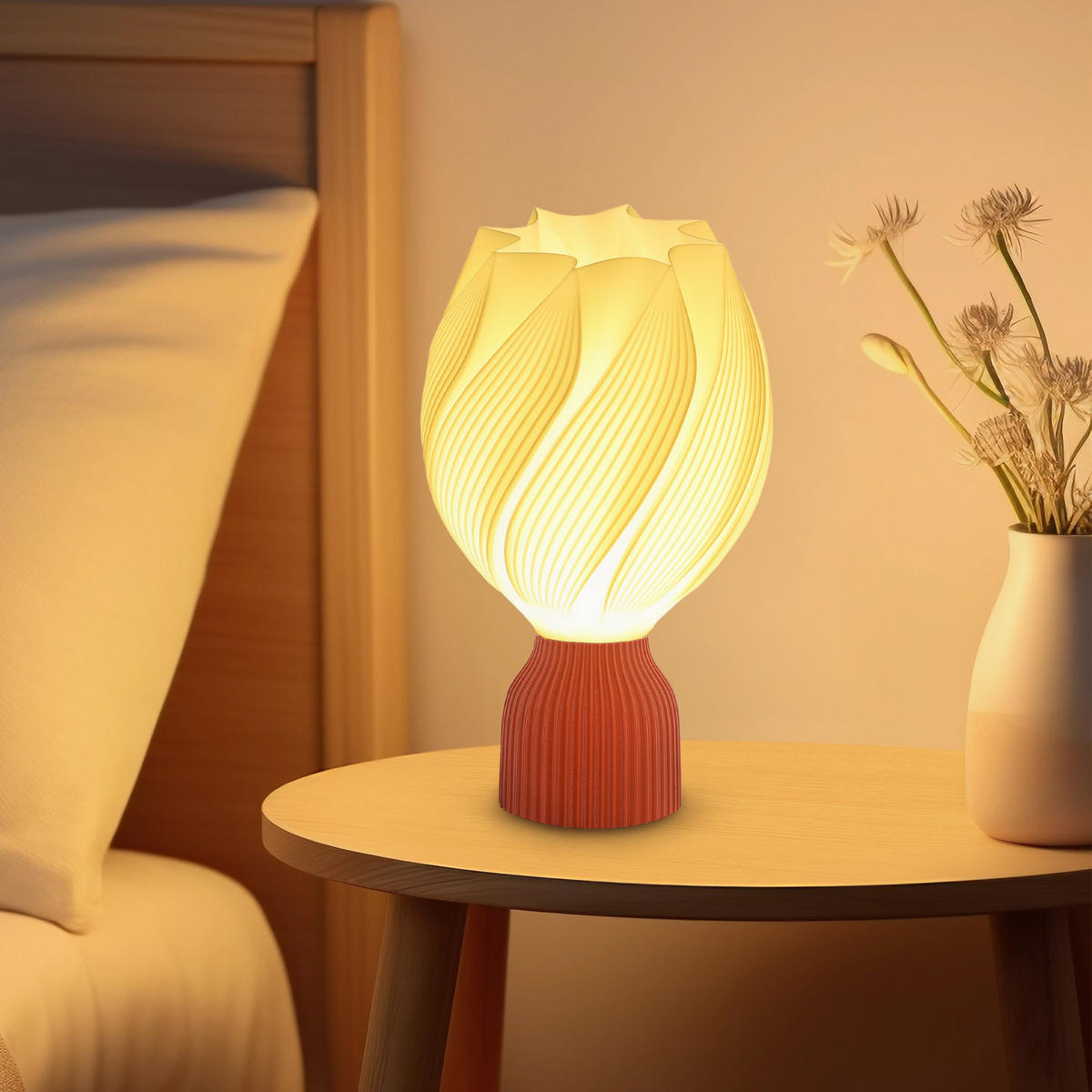 TISCHLAMPE LED 3D-Druck Weiß - Weiß, Kunststoff (16.5/16.5/28cm) - HOMCOM