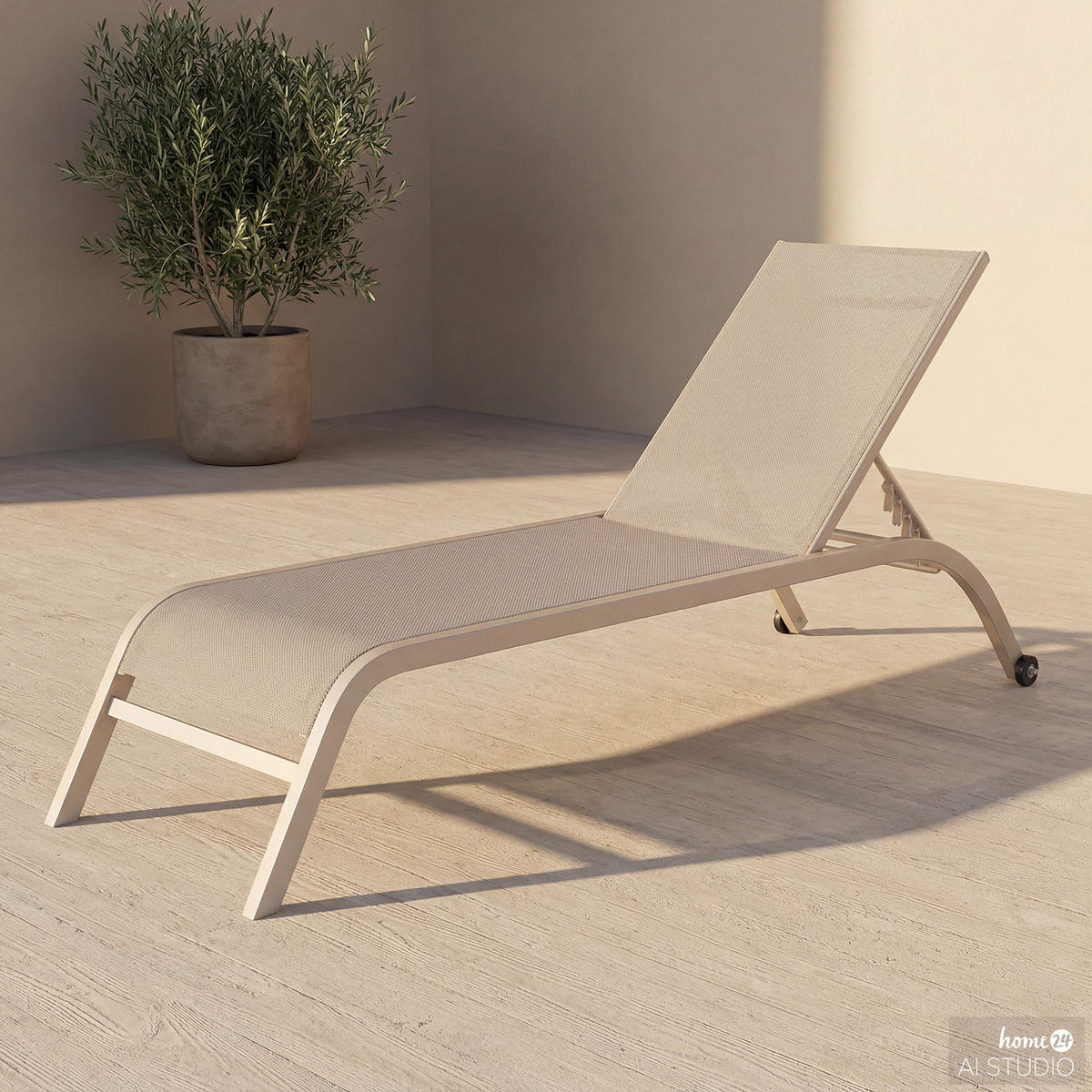 SONNENLIEGE - Polyrattan / Stahl - Beige, Textil/Metall (67/35/196cm) - home24