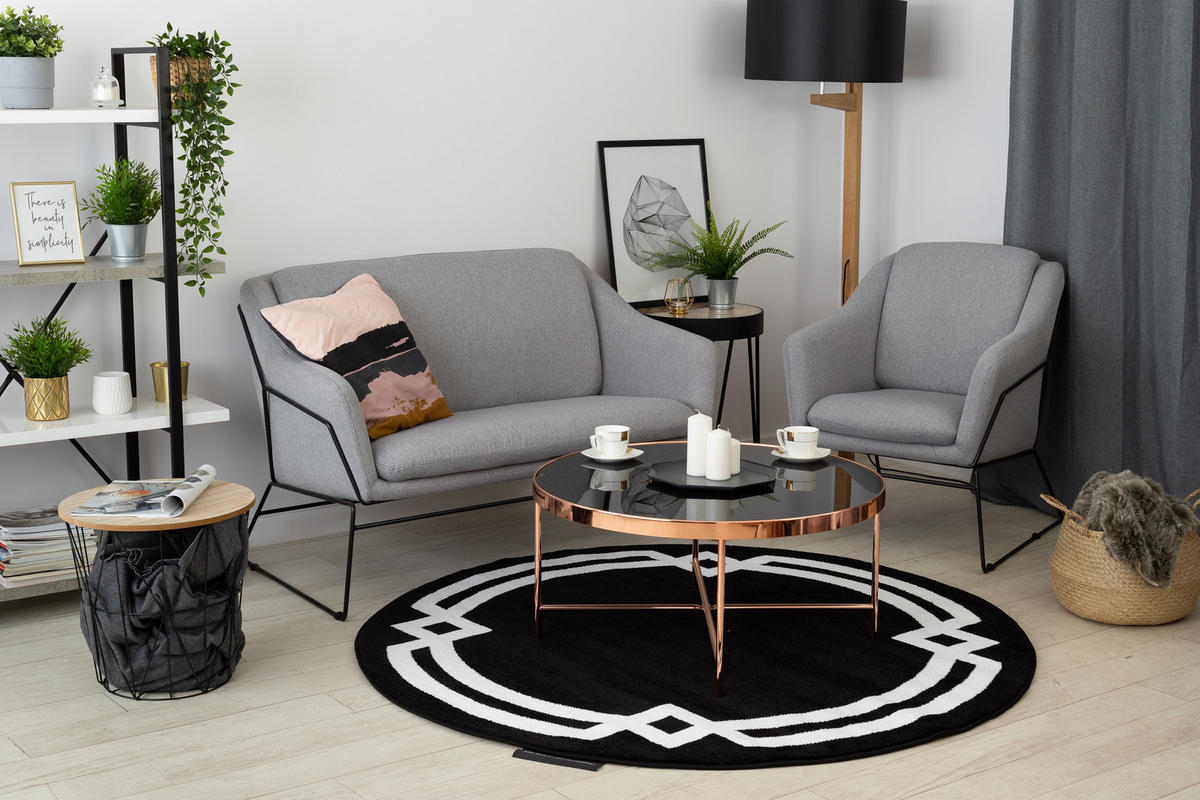 TEPPICH Hampton 140 cm - Schwarz, Textil (140/140cm) - rugsX