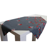 MITTELDECKE Beeren Vögel Baumwolle stone 80/80 cm - Grau, Textil (80/80cm) - beties Heimtextil
