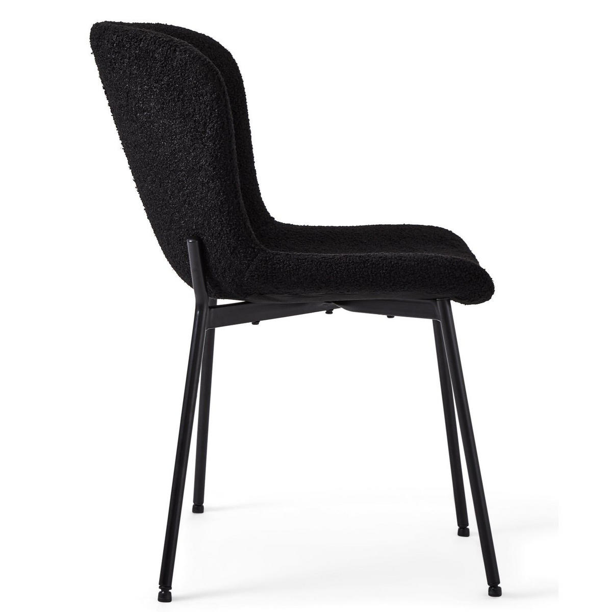 STUHL-SET 2 Stück in Teddystoff - Schwarz, Textil/Metall (52/80/61cm) - Furnhouse