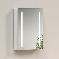 SPIEGELSCHRANK mit Beleuchtung silberweiß 70/50/14,5 - Silberfarben/Weiß, Metall (50/70/14.5cm) - EMKE